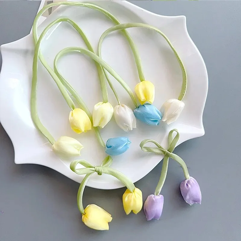 10 Teile/los Künstliche Tulpe Blume Bunte Kleidung Kleid Dekoration Stirnband Haar Clip Dekor DIY Gefälschte Tulpe Blumen – Detail 7