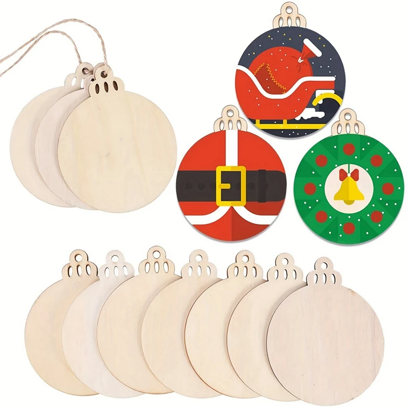 120Pcs Wood Slices 3.5Inch Wooden DIY Christmas Ornaments Unfinished Predrilled Wood Circles For Crafts Centerpieces-Y44A