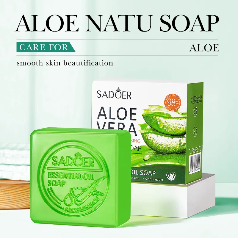 SADOER Aloe Facial Soap Face Wash Foam Facial Cleanser Moisturizing Firming Hydrating Oil Control Body Bathing Handmade Soap