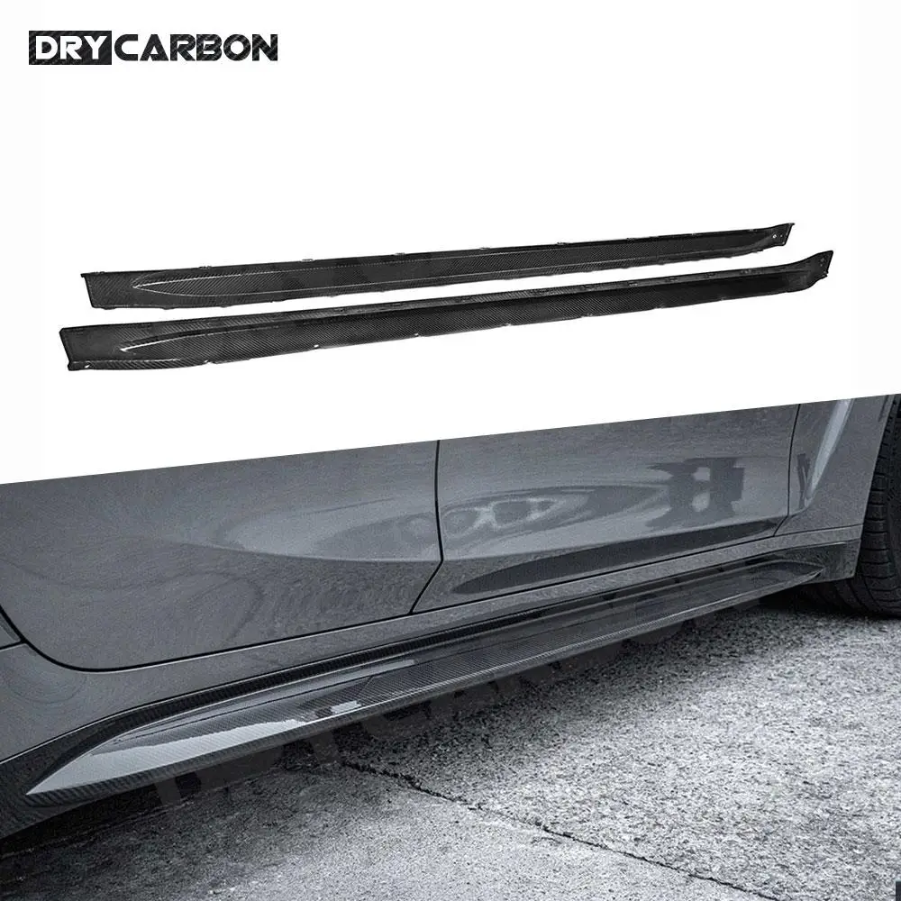 Dry Carbon Fiber Side Skirts Rocker Panel Lip Splitter Car Add On Accessories for BMW 3 Series G80 M3 Gran Coupe 4 Door 2021 +