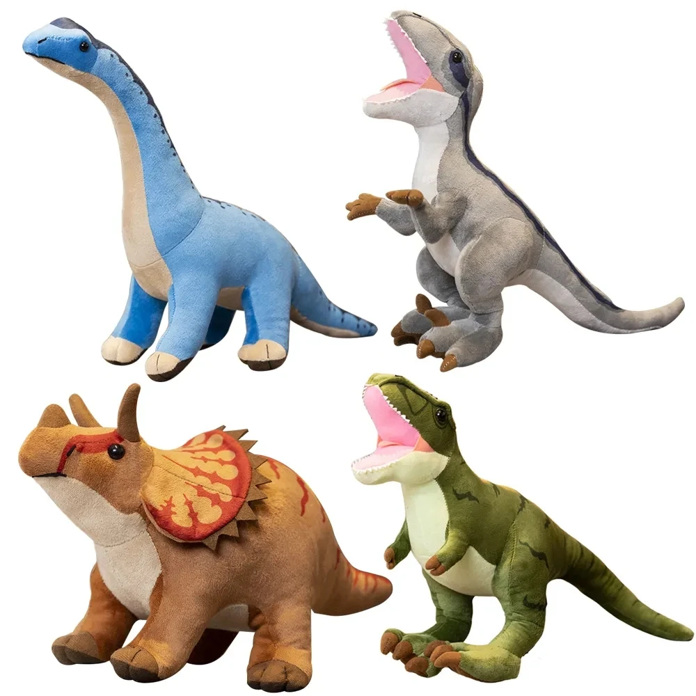 Cartoon Funny Multiple Dinosaurs Plush Toy Boy's Doll Triceratops Velociraptor Tyrannosaurus Rex Plushie Doll Birthday Gift