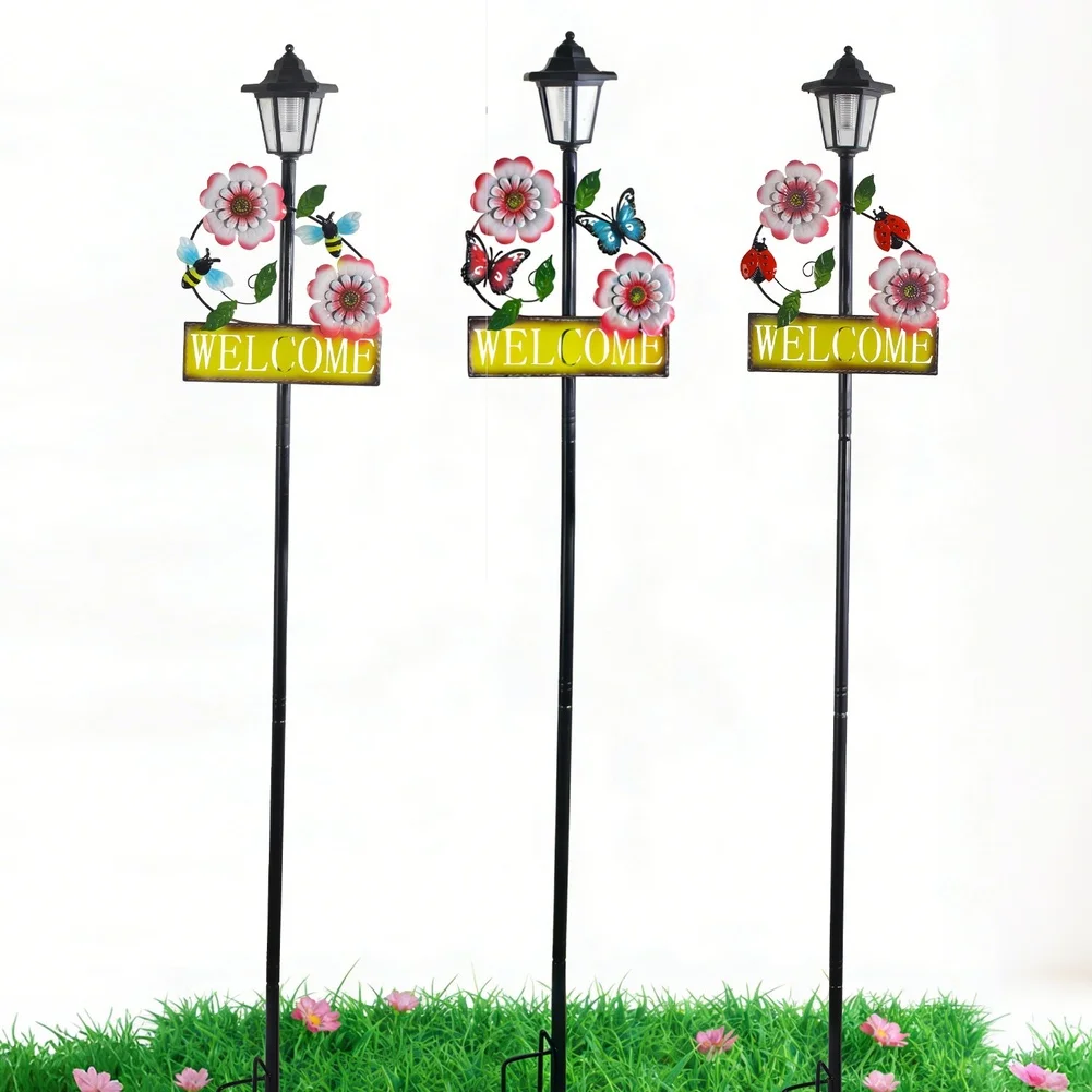 For Evening Welcome As Shown Solar Garden Lights Easy Install Solar Lamp Rustic Iron Lamp All Weather Durability