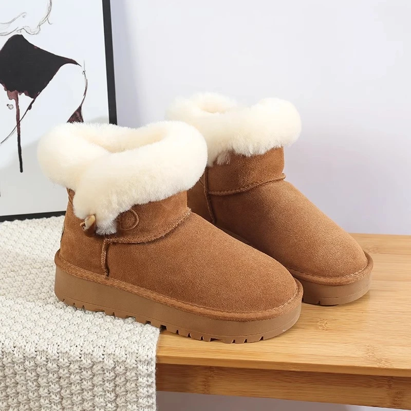 

Brand Designer 2025 New Winter Womens Fashion Round Toe Comfortable Thick Bottom Ankle Boots Women Outdoor Non-slip Casual Boots