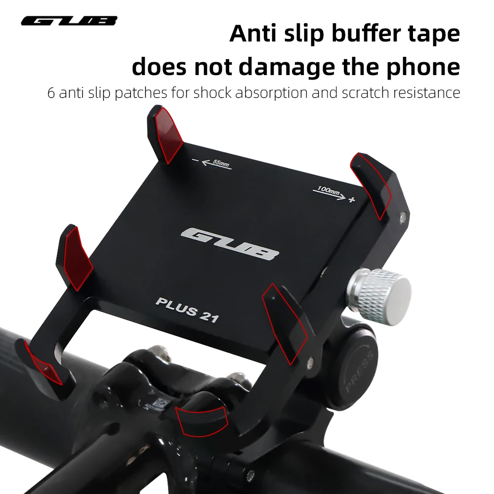 GUB PLUS 21 Motorcycle Bike Phone Holder Aluminum Alloy Cell Phone Holder Bracket Rotatable Adjustable Anti-slip Cycling Parts