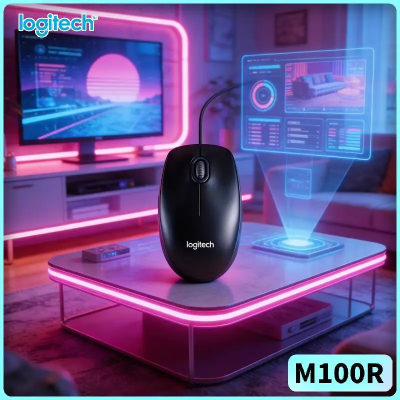 

Logitech M100R Wired USB Mouse 1000DPI High Precision Secure Hand Grip Durable Design for PC Laptop Mac Linux Office Home