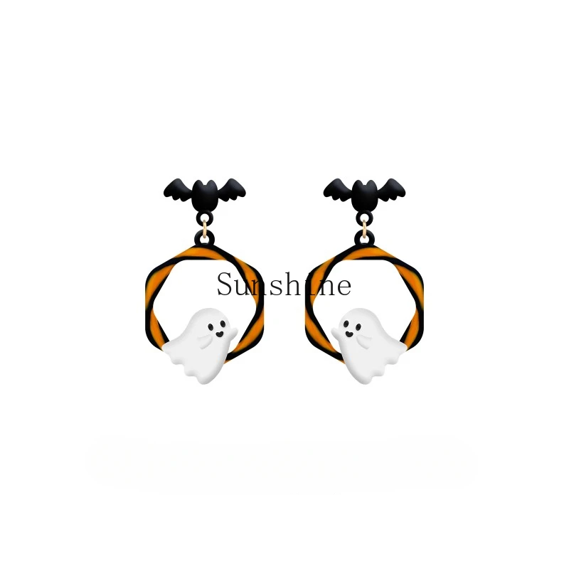 

Bat ghost earrings cute personality versatile earrings without piercings earrings