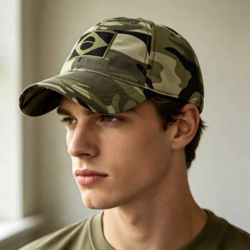 Unisex Cotton Cap with Adjustable Bill, UV Protection and Sun Shade, Camouflage Hat, Multi-functional Outdoor Sun Hat