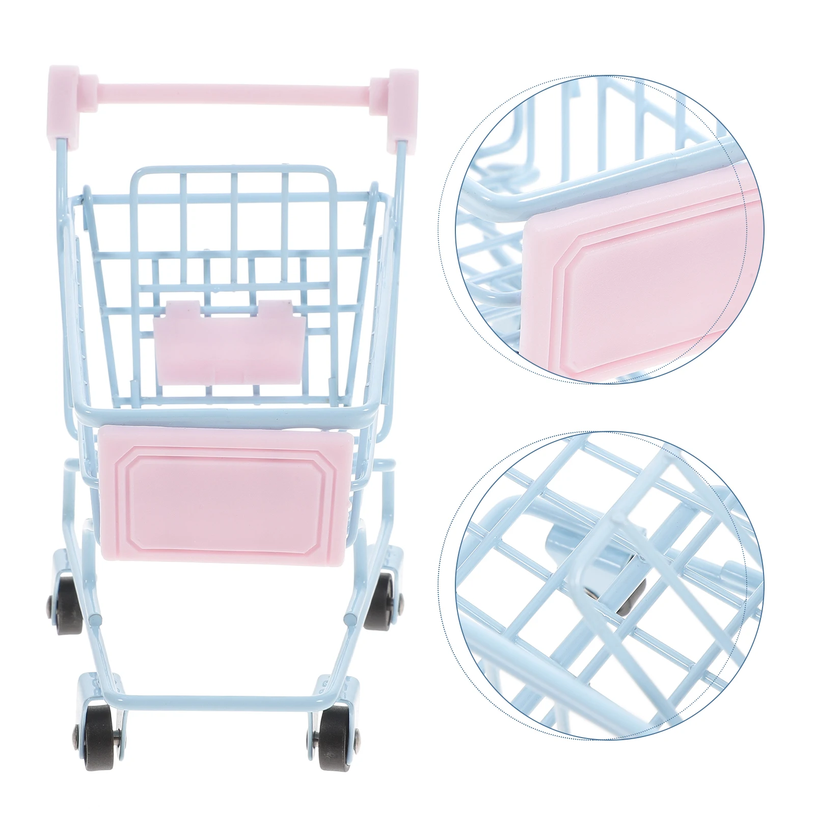

Mini Shopping Cart Small Supermarket Trolley Toy Desk Storage Decor Photo Prop Beauty Egg Holder Miniature Cart