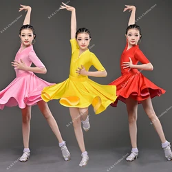 Professional Rumba Cha Cha Samba Latin Dance Dress for Girls Children Ballroom Dancing Dresses Dance Clothes Latin Performance