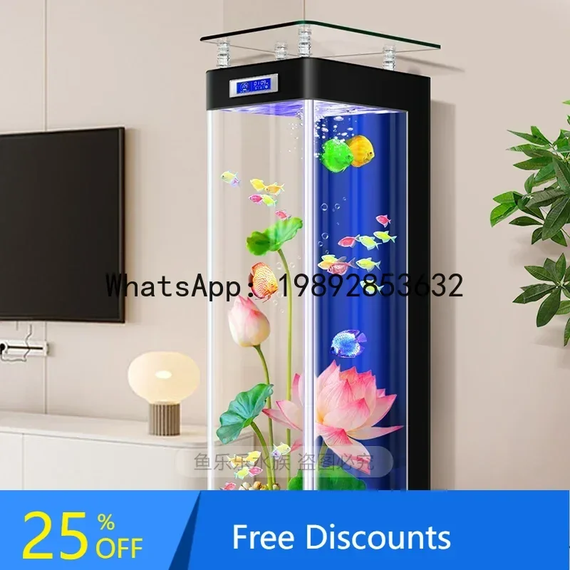 

LL Simple Living Room Light Luxury Small Integrated Change Water Ecological Loop Back Filter Floor Fish Tank