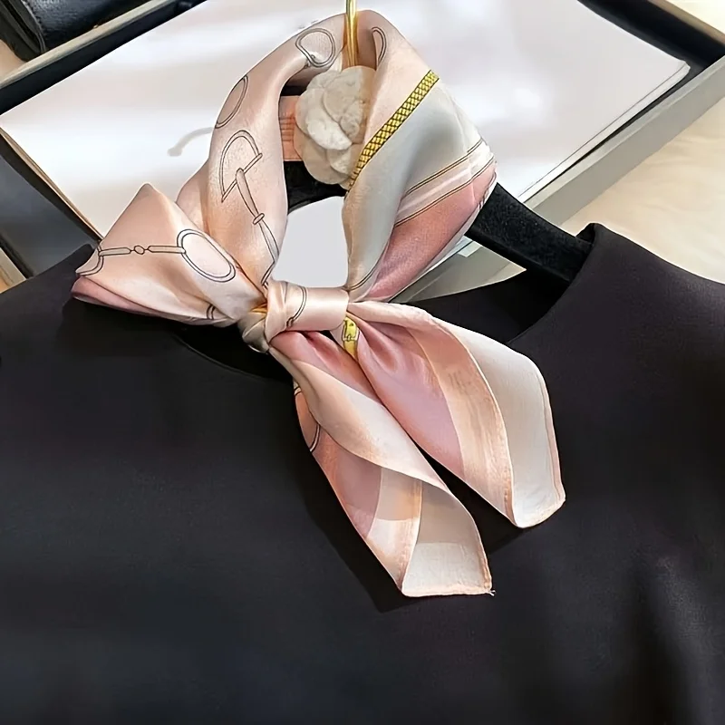 Luxuriöses 100% Reines Seidentuch Elegantes Geometrisches Halstuch Bandana Stirnband Einstecktuch Weiches Taschenaccessoire für Frauen Geschenk – Detail 6