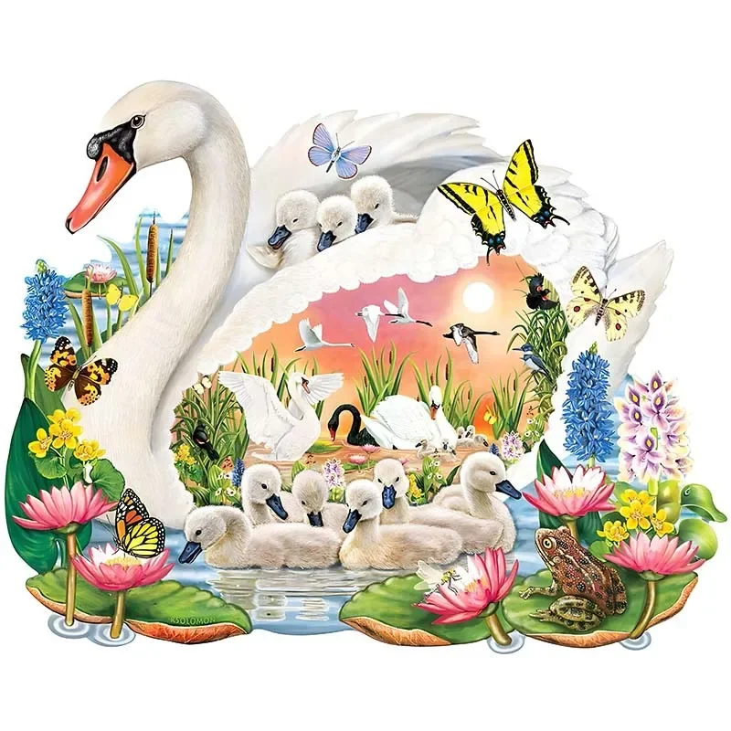 

Unique Shape Animal Wooden Puzzle for Adults Swan Home Puzzle Art Toys Family Games Home Decoration
