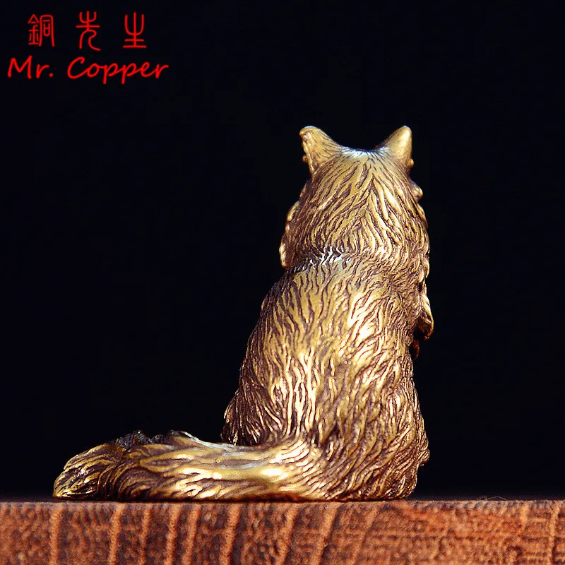 Maine Coon Miniatures Figurines Brass Animal Cat Small Statue Desktop Ornaments Vintage Home Decorations Crafts Accessories
