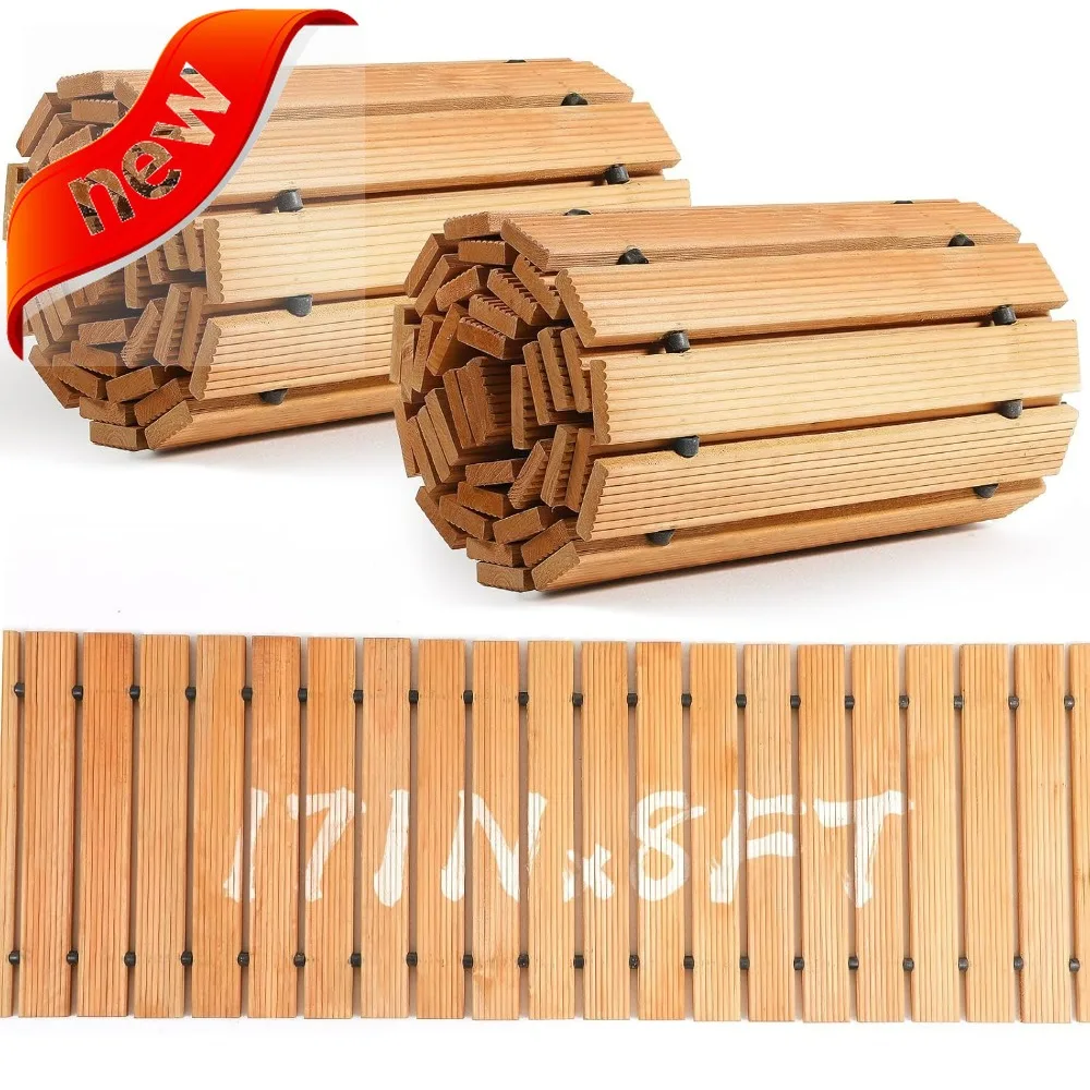 

Wooden Garden Pathway Tiles, 8 Feet Long x 17 Inches Wide, 2-Pack Roll Out Walkway for Outdoor Paths and Backyard Flooring