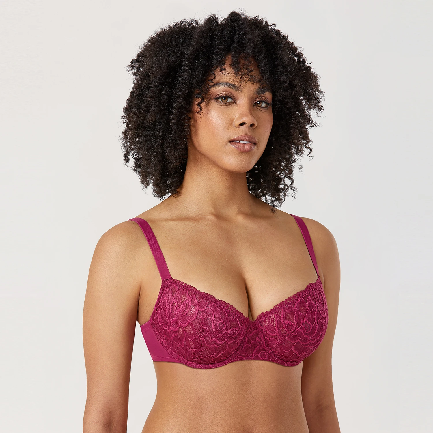 Nữ Balconette Ren Push Up Bra Gợi Cảm Nội Y Đúc Thông Hơi Không Thấy Thông Qua Plus Kích Thước Áo Lót B C D DD E F