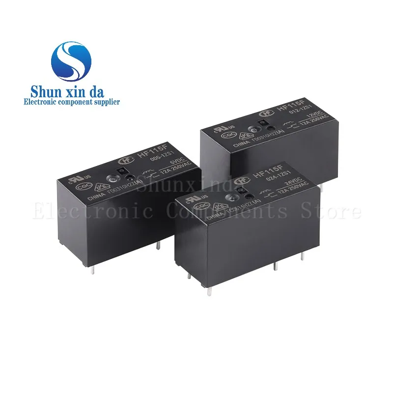 2PCS/Lot HF115F JQX-115F Power Relay 005 012 024 1HS1 1HS3 1ZS1 1ZS3 2HS4 2ZS4 5V 12V 24V 48V 4/5/6/8Pin 8/12/16A DIP