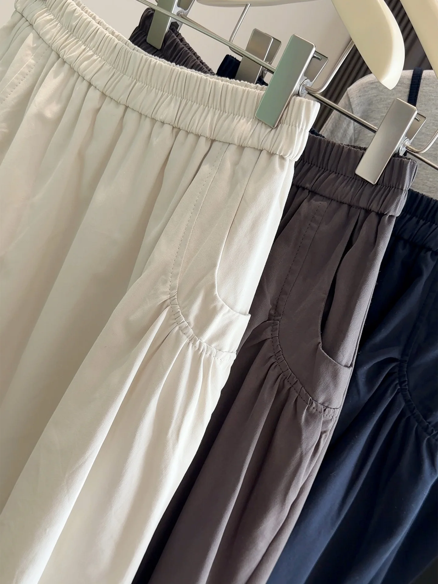 2026 Women Elegant A-Line Skirt With Pocket Stretch High Waist Long Skirt Saias Women Skirt Saia Longa Falda Jupe