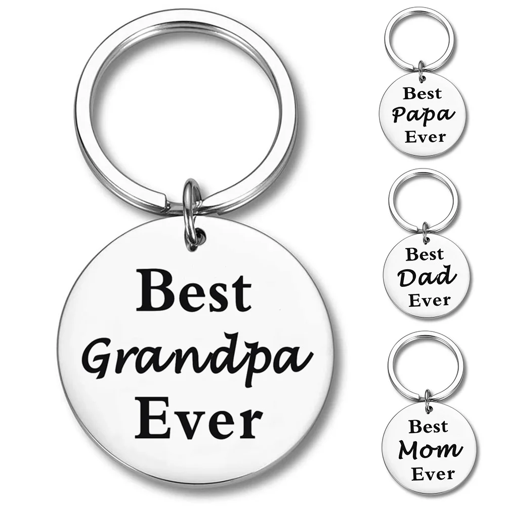 Father Step Dad Gift Keychain Pendant Metal Christmas Dad Papa Gift Key Chain Keyring Best Dad Papa Grandpa Ever