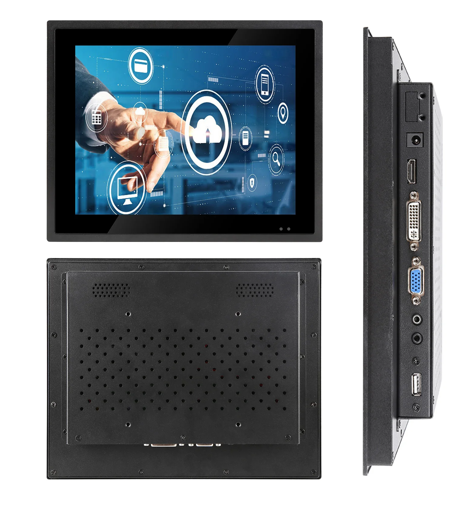 ZXY Anti-UV IP65 Waterproof 10.4/12/15/19/21.5 Inch High Brightness 1000nits Outdoor PCAP Touch Screen Industrial Monitor