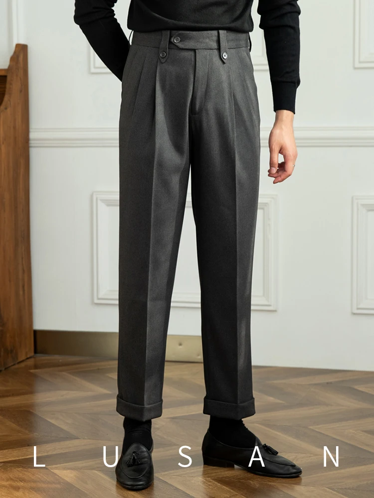 

Мистер. Мужские повседневные брюки Deer Tee для осени и зимы, прямые, с высокой талией, теплые, в японском стиле, универсальные...