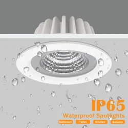 Oprawa sufitowa Led Downlight wpuszczane Led lampa sufitowa 5W 7W 12W Ip65 lampa punktowa Led łazienka balkon toaleta wodoodporne oświetlenie