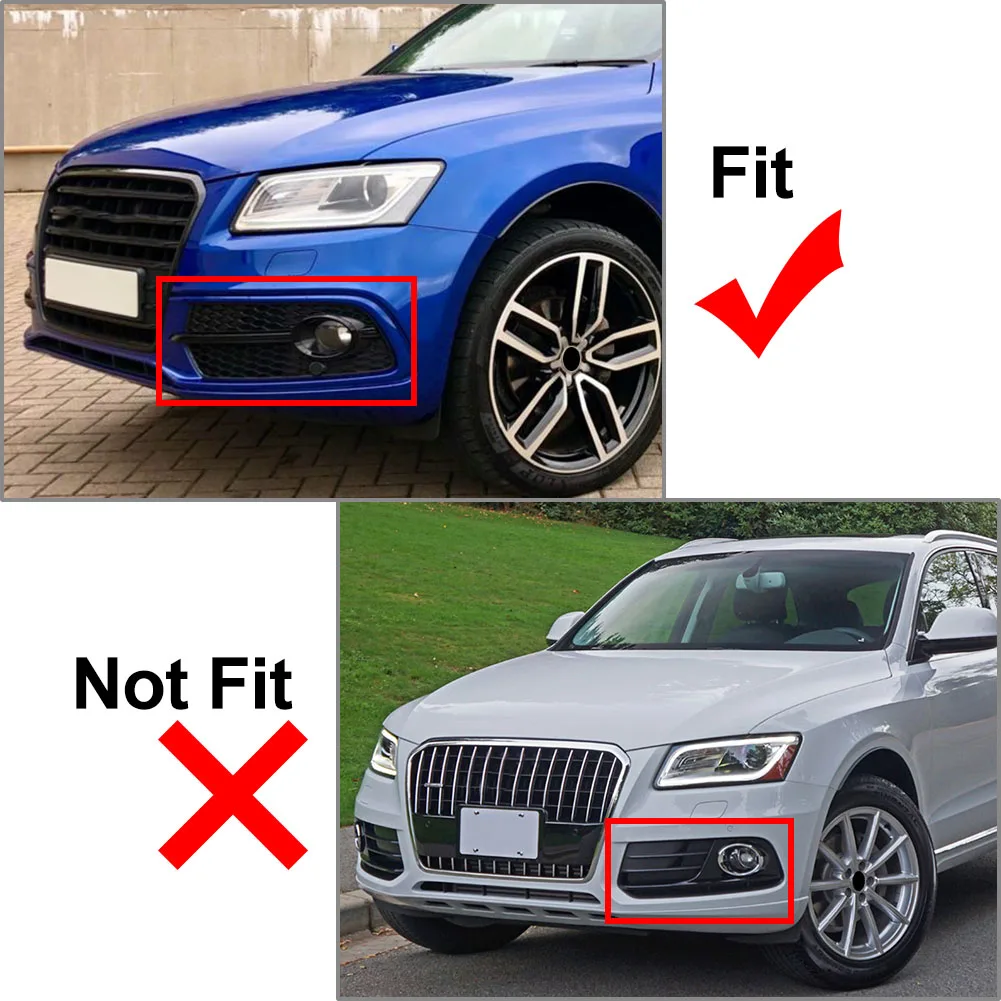 2PCS Left+Right Car Front Bumper Fog Light Grill Grille Cover 8R0807681S 8R0807682N For Audi Q5 S-Line 2013 2014 2015 2016 2017