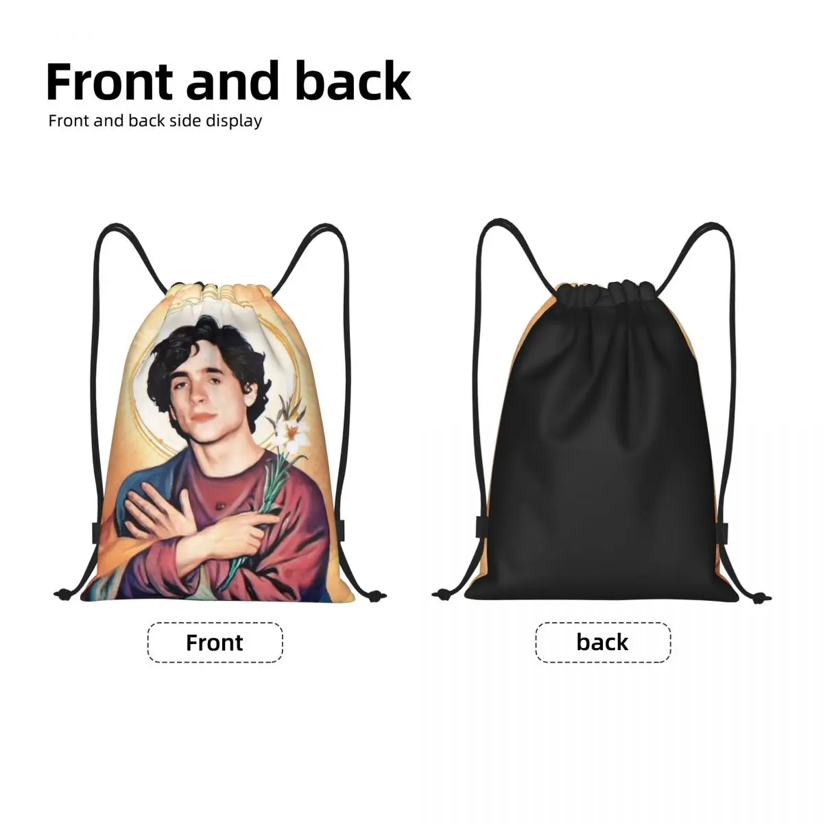 Saint Timothee Chalamet Drawstring Backpack Sports Gym Bag for Men Women 90s TV Actor Training Sackpack