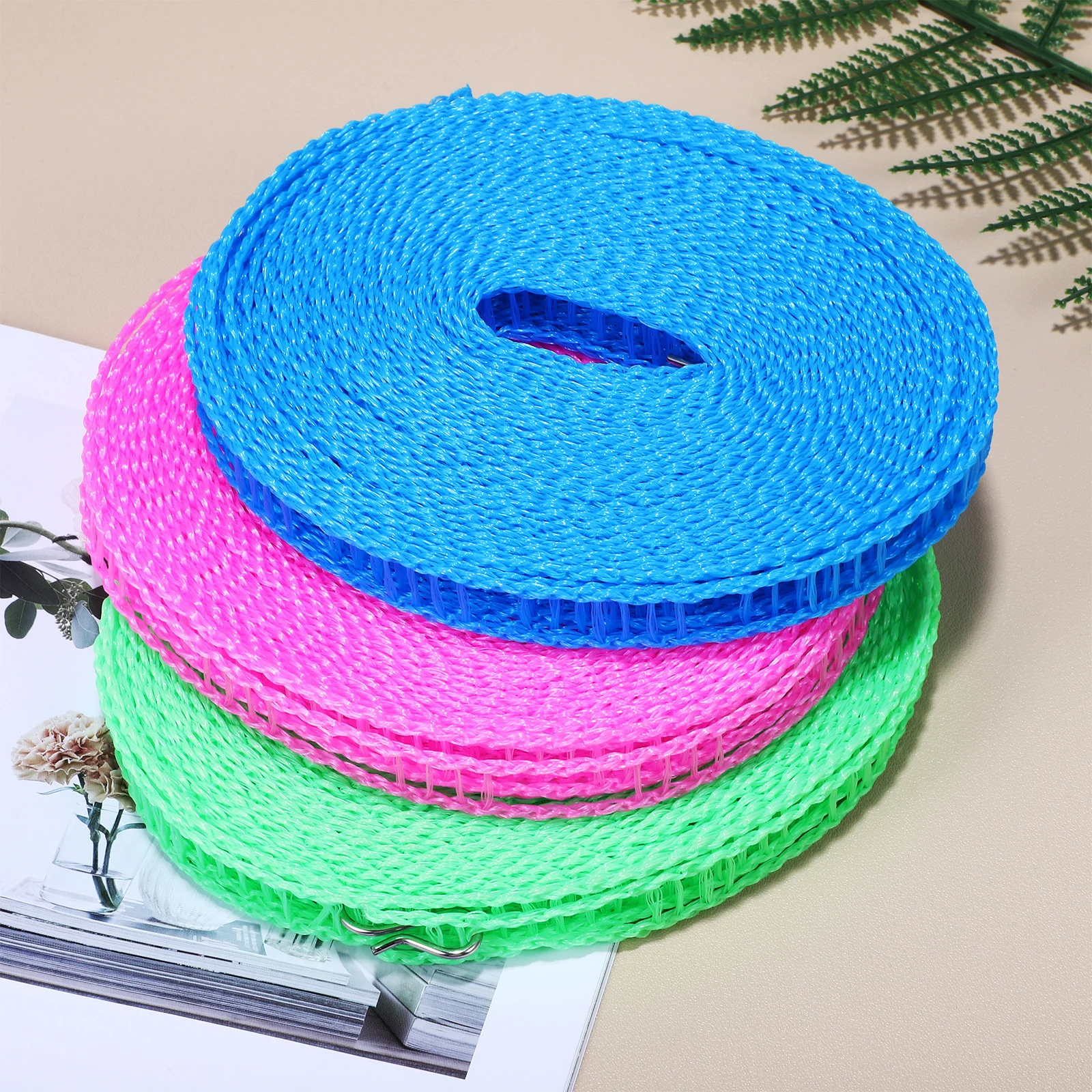 3 قطعة 3 لفات خط الملابس النايلون في الهواء الطلق يندبروف حبل الغسيل للتخييم السفر تجفيف سلسلة معلقة المحمولة قابل للسحب