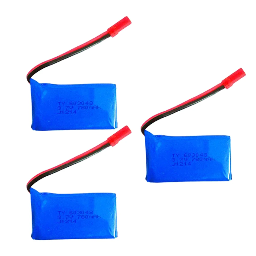 3PCS 3.7V 780mAh Lipo Battery for Wltoys V636 V686 RC Drone Quadcopter Helicopter Original Battery Replacement Accessory