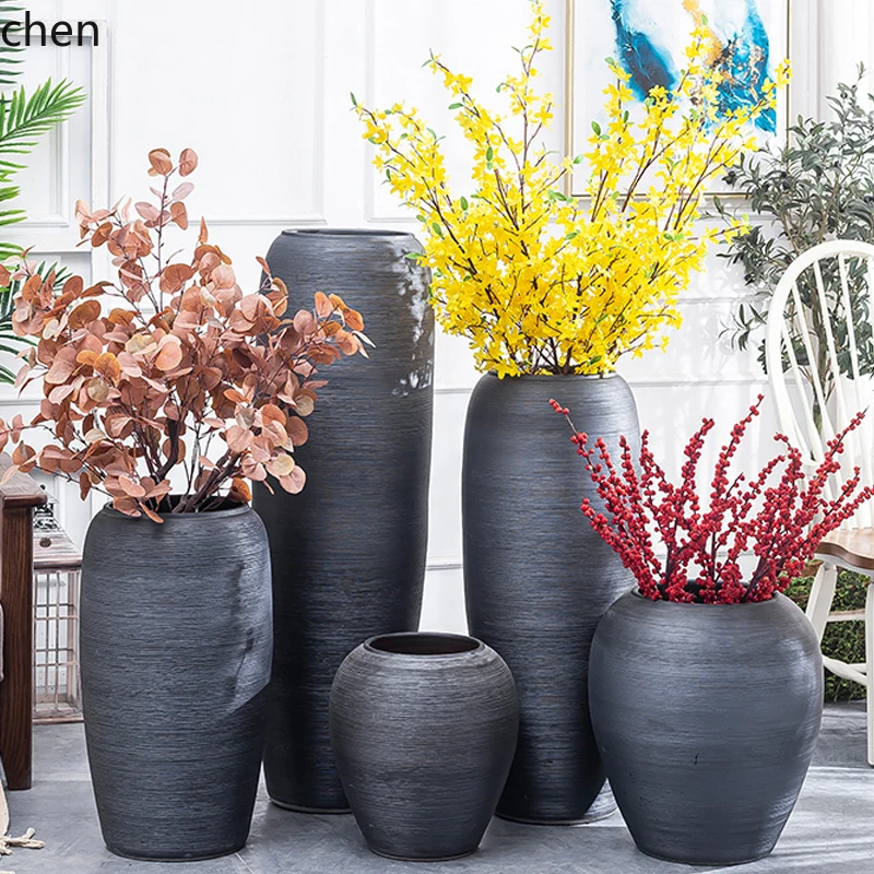 

LXC Large Vase Creative Living Room Home Dried Flower Decoration Ornament Simple Flower Arrangement Ceramic Pot
