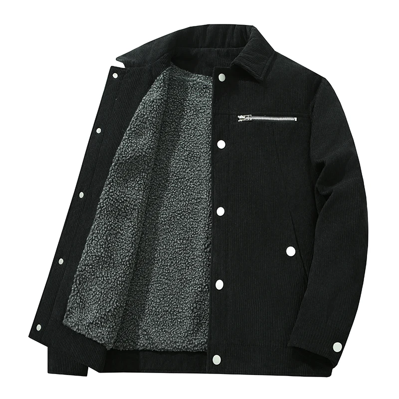 New Men'S Autumn And Winter Fashion Trend Corduroy Jacket Youth Single Breasted Casual Handsome Thick Versatile Lapel Coat Male