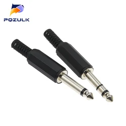 5PCS 6.3MM Mono/Stereo AUDIO jack plug male connector Welding line HeadPhone stereo 1/4