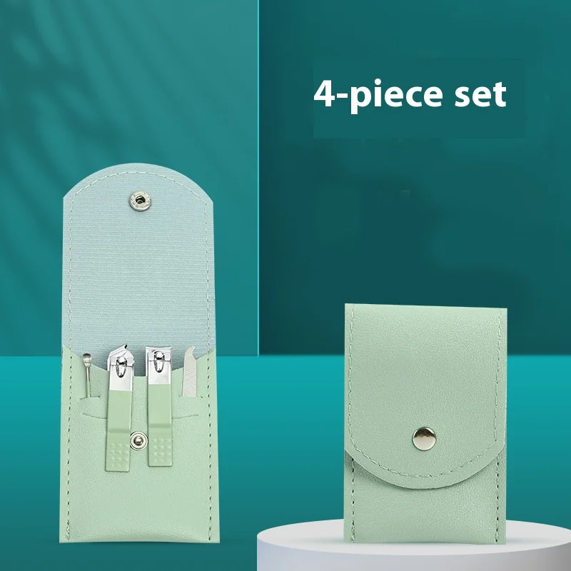 16-Piece Set Nail Clippers Green Tea Foldable Bag Nail Scissors Manicure Eyebrow Trimming Tool Set Nail Care Kit