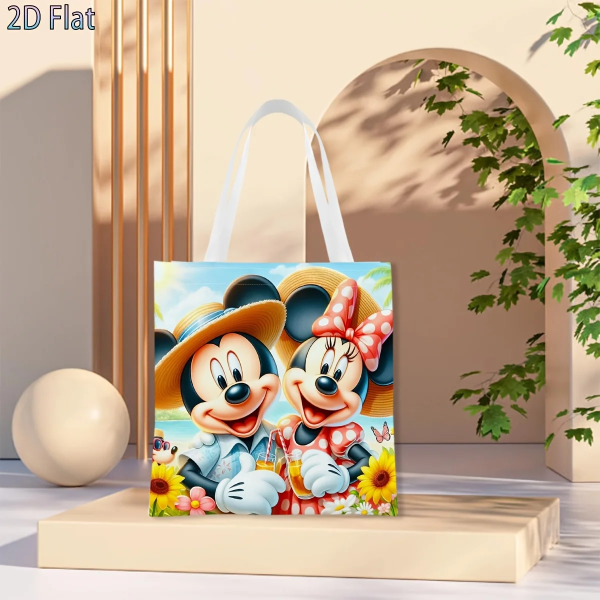 1pc Mickey Minnie Summer Vacation Tote shopping bag, suitabl