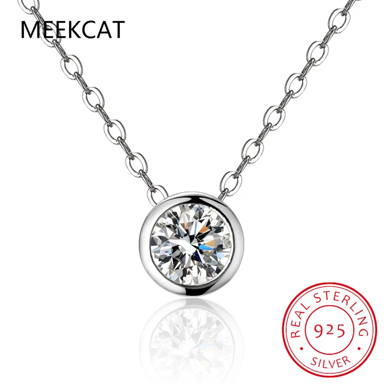 4mm 0.3ct D Color Moissanite Round Brilliant Cutting 18K Gold Plated 45cm 925 Sterling Silver Necklaces Wholesale