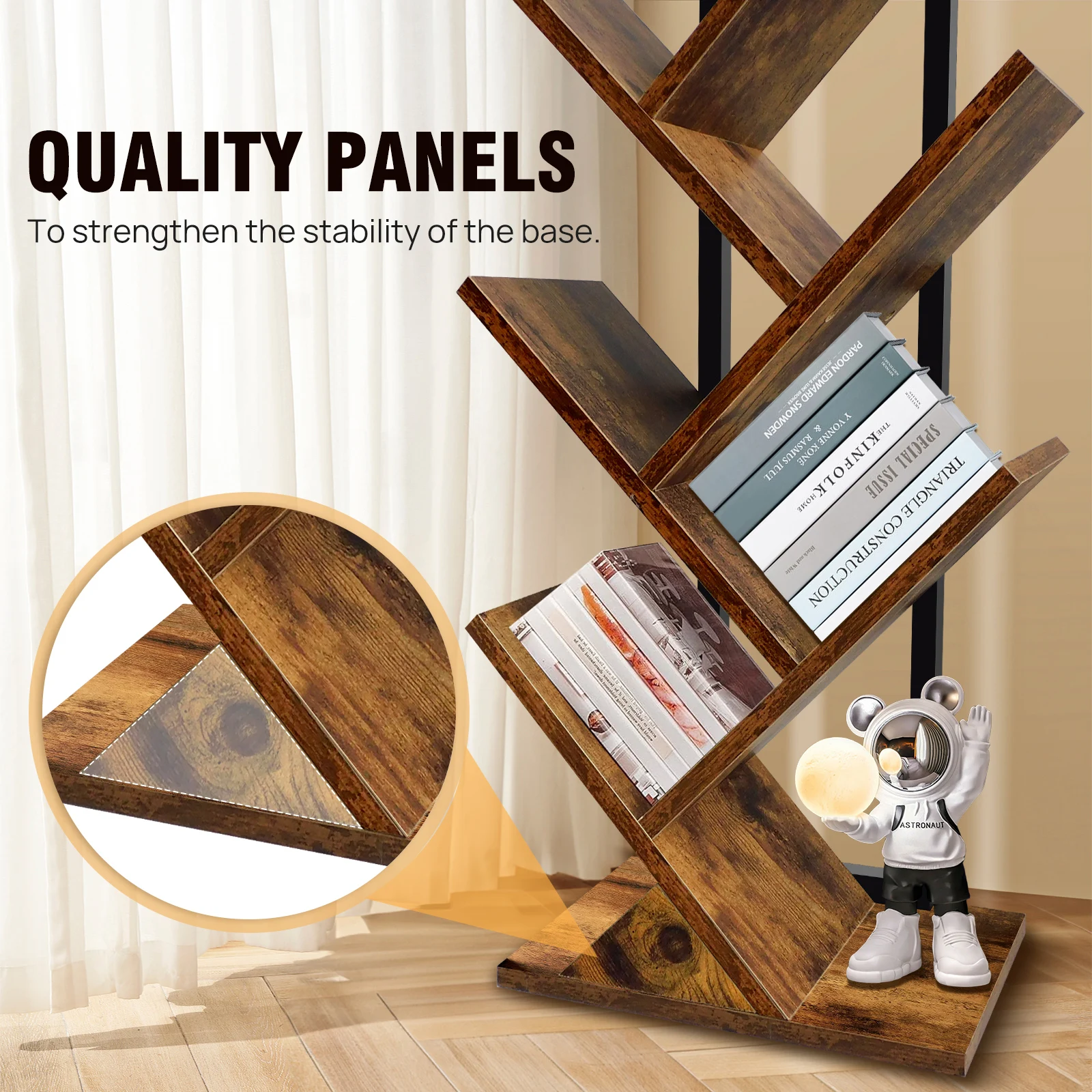 Книжный шкаф, книжная полка в виде дерева, 9-уровневая напольная книжная полка Полки для хранения в форме дерева Дисплей Стеллажи для хранения для дома