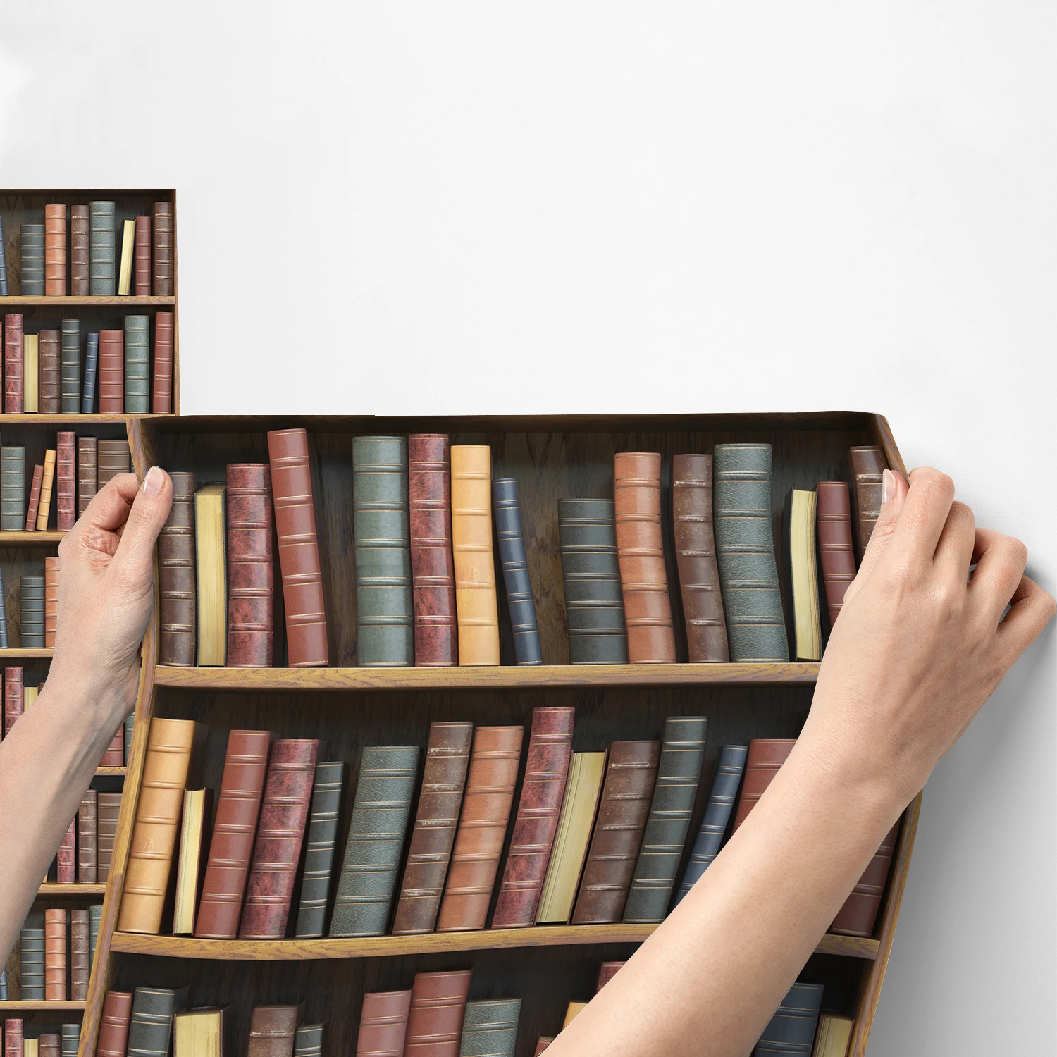 

45x300cm Bedroom Living Room Decor Wallpaper Bookshelf Pattern Wall Sticker Waterproof Self-Adhesive Retro Poster Wall Decal