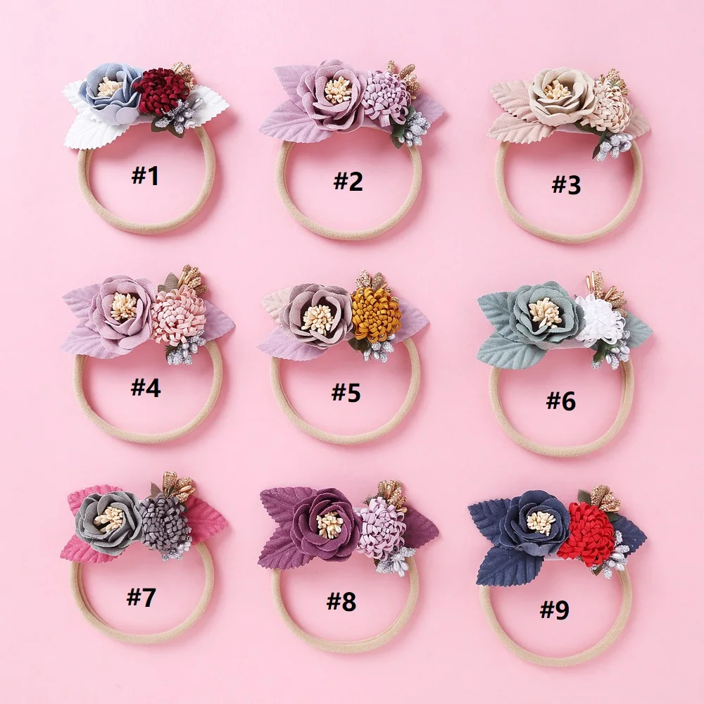 Baby Nylon Headband Cute Princess Flower Hair Bands For Newborn Girls Seamless Soft Elastic Infant Headwear Kid Hair Accessories