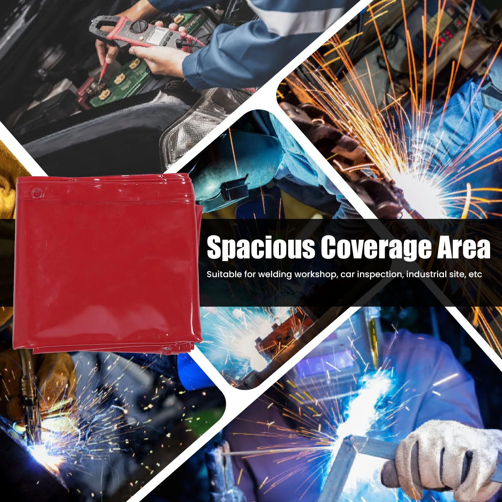 Flame Retardant Welding Screen Spark Blocking Welding Screen Flame Retardant 5.71x7.68FT with Grommets for Industrial Site