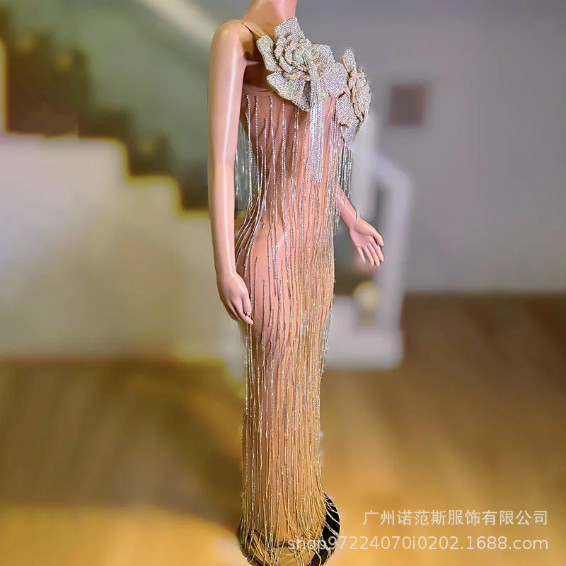 ثلاثي الأبعاد زهرة وهمية اللحوم شرابة المشاهير فستان عيد ميلاد حفلة السجادة الحمراء المنصة مساء حفل توزيع الجوائز مساء اللباس