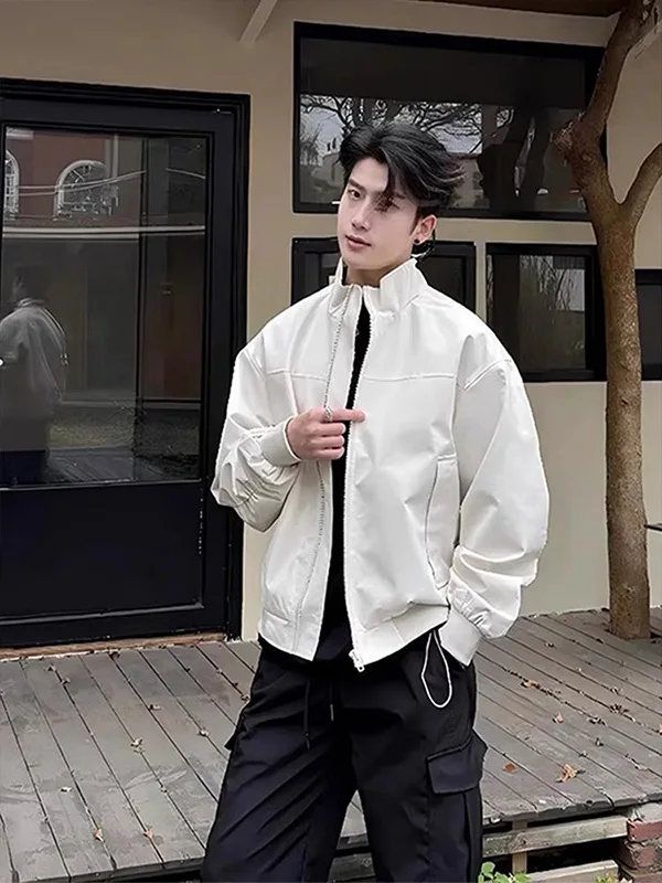 Cleanfit Black Men's Shoulder Jacket Spring American  Jacket Three-Proof Stand Collar Stormbreaker Outerwear