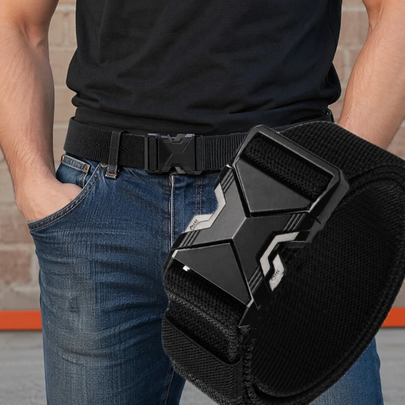 2026 The New Men's 125cm Buckle Belt Nylon Braided Lightweight Breathable Daily Commuter Men's Belt