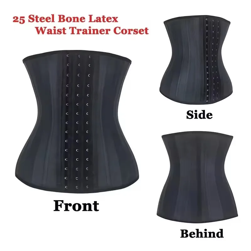 

25 Steel Bones Latex Waist Trainer Plus Size Corset Shapewear Slimming Belly Women Body Shaper Modeling Strap Reductive Girdle