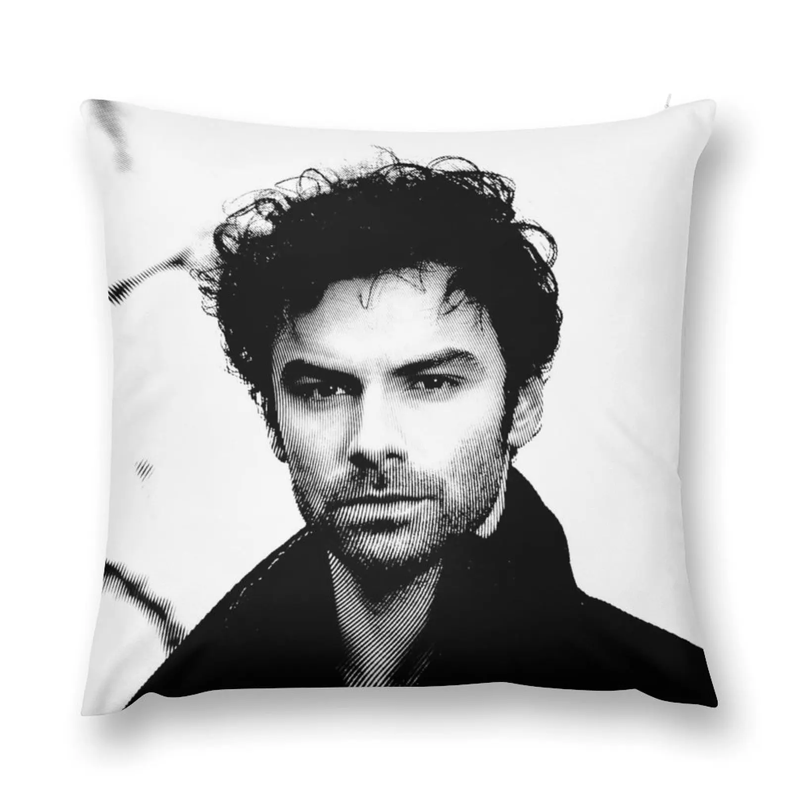 Aidan Turner Black & White Portrait (Linocut) Throw Pillow Cushions For Sofa Decorative Cushion Couch Cushions pillow