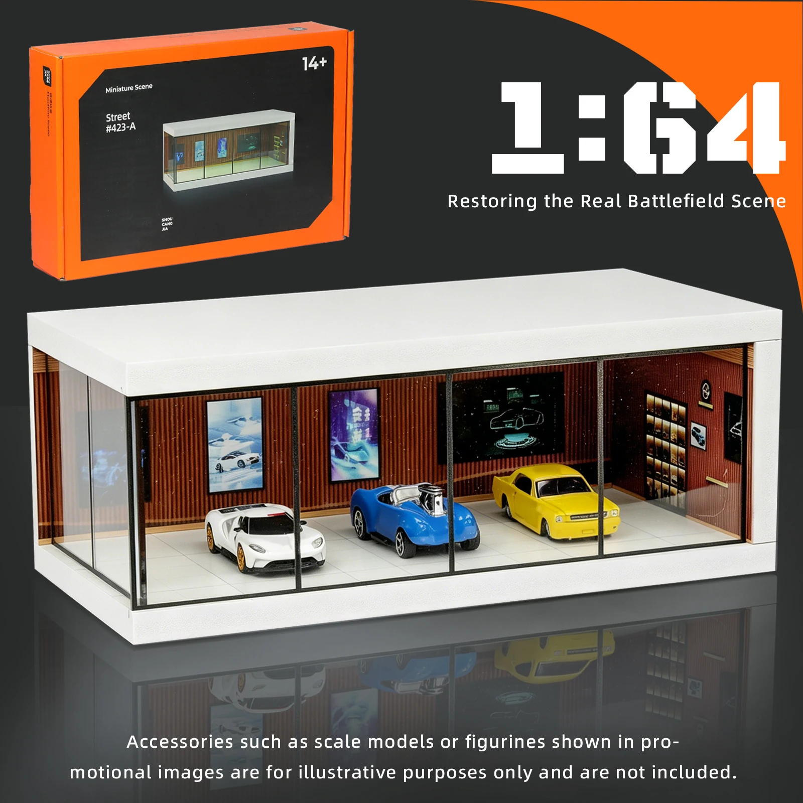 

1:64 Model Car Diorama Display Storage Showroom Scene LED Strip Acrylic Dustproof Enthusiast Men Christmas & Birthday Gift