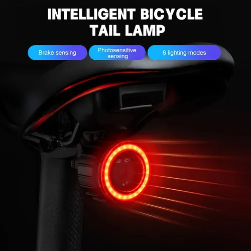Imagen 2 del producto X-TIGER-luz trasera inteligente para bicicleta, resistente al agua, LED, Sensor de freno, superbrillante, luz de advertencia de seguridad para ciclismo