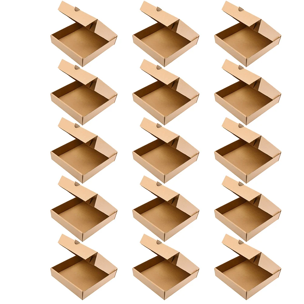 

15pcs Mini Light Brown Corrugated Paper Portable Pizza Boxes for Restaurant Takeout Containers Keeps Food Fresh