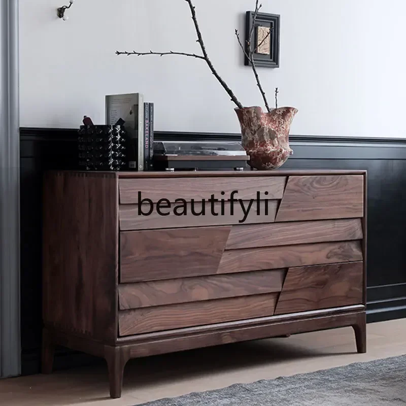 

32North American black walnut six-chest cabinet bedroom storage solid wood porch living room storage cabinet