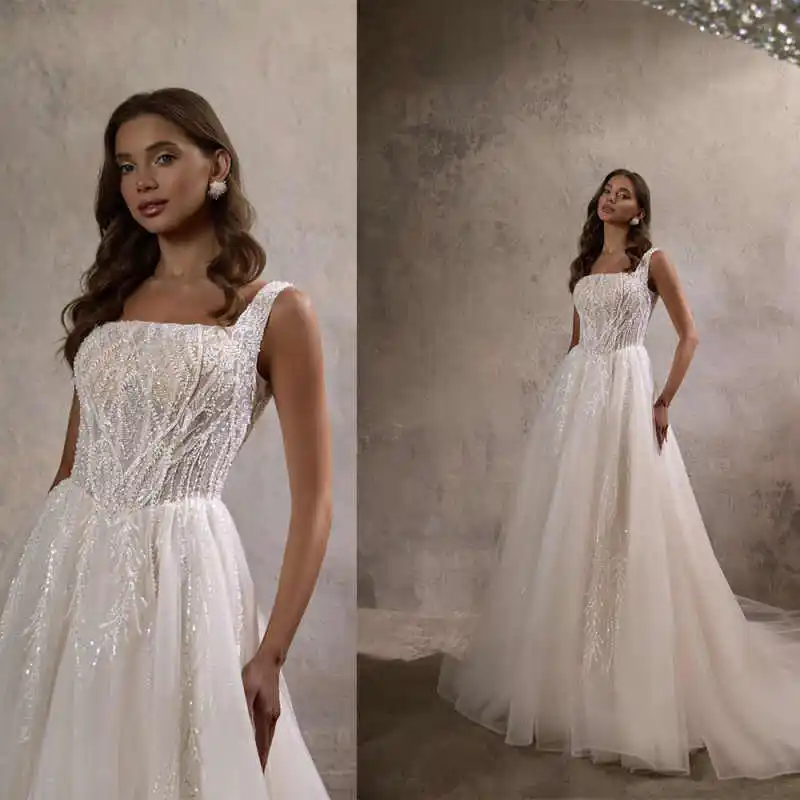 

Великолепное свадебное платье трапециевидной формы с аппликацией без рукавов, кружевное платье принцессы длиной до пола, большие размеры, для торжественных случаев по индивидуальному заказу