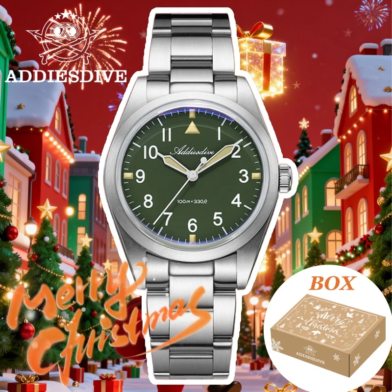 ADDIESDIVE 36mm AD2502 Watch For Men Titanium Alloy 10Bar Waterproof Christmas Gift Luminous VH31 Movement Quartz Watch